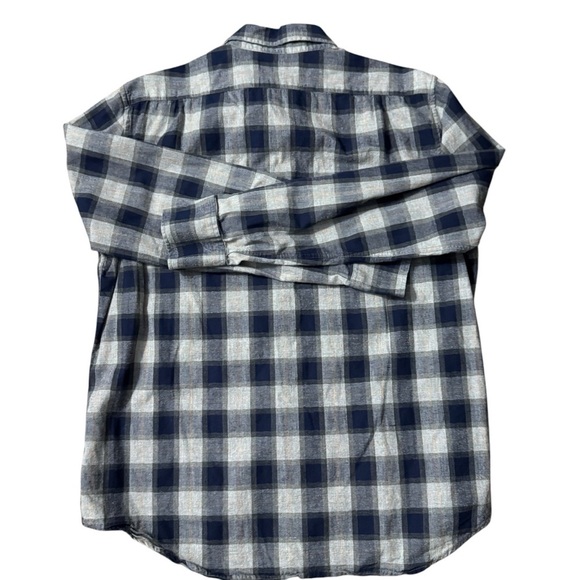 American Eagle Men’s Large Gray/Blue Plaid Long Sleeve Button Up Slim Fit - Picture 2 of 4